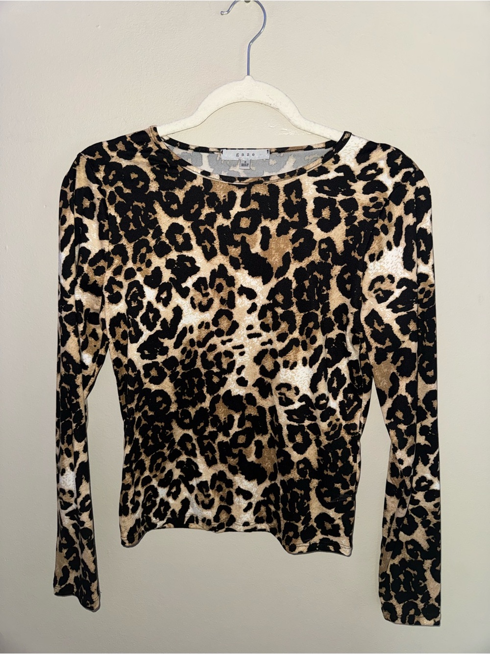 Like new, Gaze, leopard print long sleeve top, size small